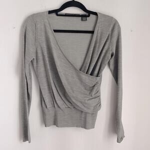 Angeline June for Belford silk blend long sleeve wrap around sweater top sz S